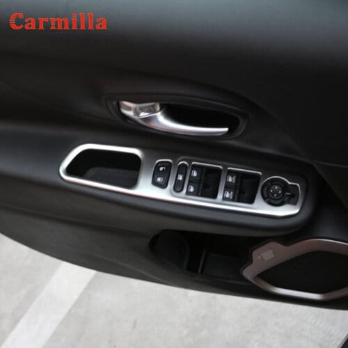 Car Door Windows Switch Cover Lifter Button Trim Protection Cover Ring Sticker Fit for Jeep Renegade LHD 2015-2018 Accessories