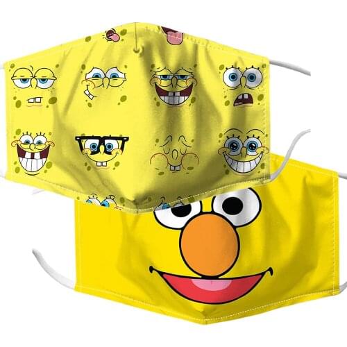 Adult Halloween Masks SpongeBob-Face Cosplay Towel Decoration Dustproof Reusable Cotton Women Men Mouth Breathable Xmas Mask