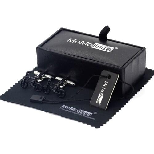 MeMolissa Display Box Cufflinks Novelty Cufflinks for Mens Brass Material Black Bike Mens Cufflinks Free Tag & Wipe Cloth