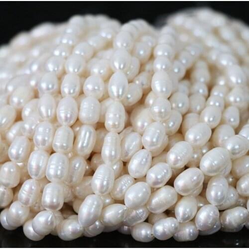 Natural white freshwater pearl beads top quality rice charms elegant fashion diy women gift jewelry 15inch B1340