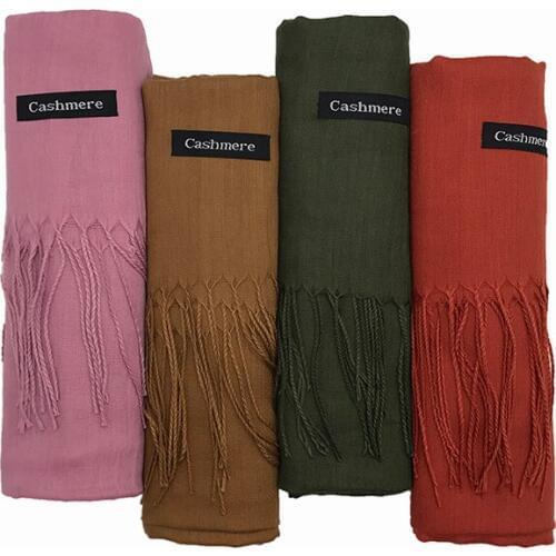 Female Soft Scarf Ladies Bandana NEW Stock Viscose Solid Head Scarf Lightweight Scarves With Tassels Womens Shawl 10pcs/lot