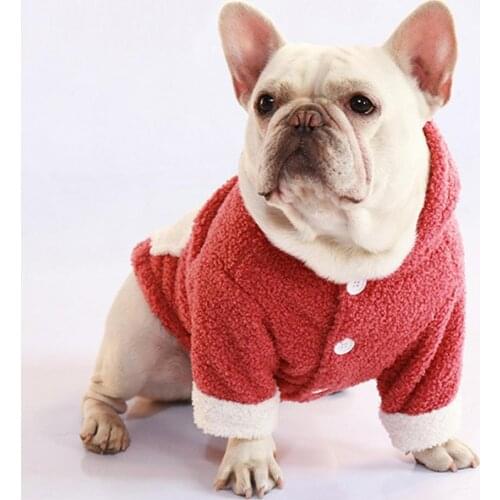 Pet Clothes Solid Color Keep Warmth Plus Fleece Pet Dogs Hooded Coat WInter Pet Dogs Two-leg Hooded Coat Pet Accessories