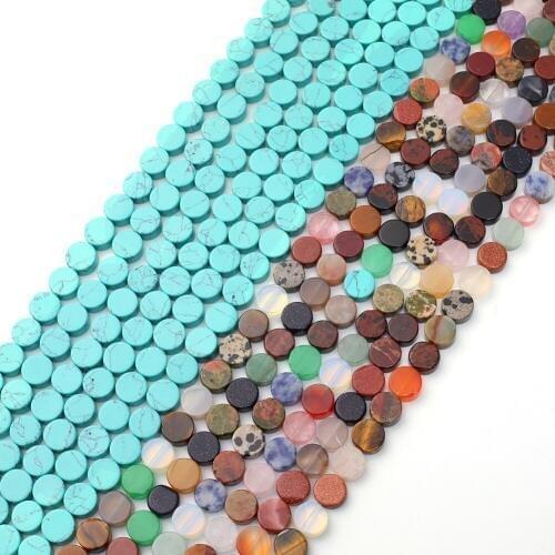 Wholesale 80pcs Flat Round Multicolour Opal Natural Stone Loose Beads Accessories For Jewelry Making DIY Bracelet Necklace Free