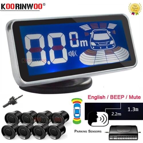 Koorinwoo car intelligent system Parktronic For Cars Parking Sensor 8 Black/White Radar Detector Auto In English Car Accessories