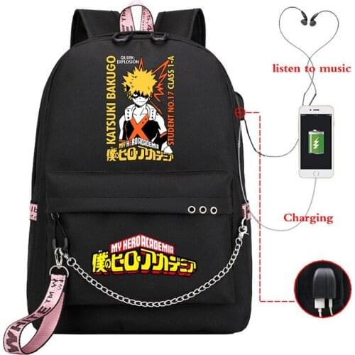 Anime My Hero Academia Deku USB Backpack Kids Teens Student School Bags Bookbag Boku no Hero Academia Shoulder Travel Laptop Bag