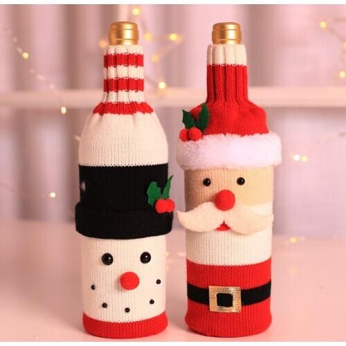 Santa Claus Snowman Wine Bottle Bags Gifts Champagne Sequins Holders Xmas Home Dinner Party Table Decors Christmas Decorations