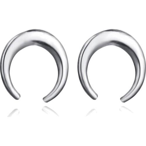 Fashion Smooth Moon Women Korean Earrings Metal Gold And Silver Color Female Party Stud Earrings Gifts for Friends