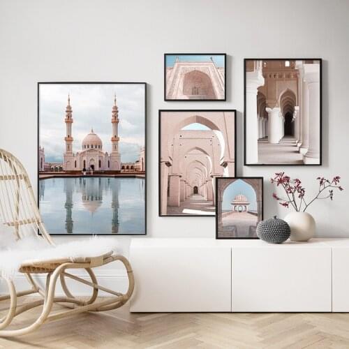 Taj Mahal Morocco Mosque Door Corridor Nordic Posters And Prints Wall Art Canvas Painting Wall Pictures For Living Room Decor