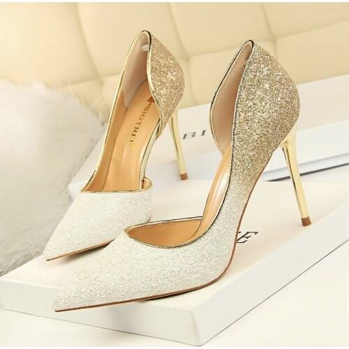 Extreme Women Pumps Bling Wedding Shoes Sexy High Heels Stiletto Gradient Women Heel Shoes Fashion Party Pumps Shoes