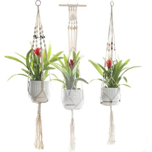 Interior decoration, greening, hand-woven cotton rope, plant hanging basket hanger, sling, hanging net net bag