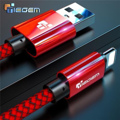 TIEGEM USB Cable for iPhone Xs Max X XR 2A Fast Charging Cable for iPhone 8 7 6 Plus 5 5s SE USB Data Cable Phone Charger Cable