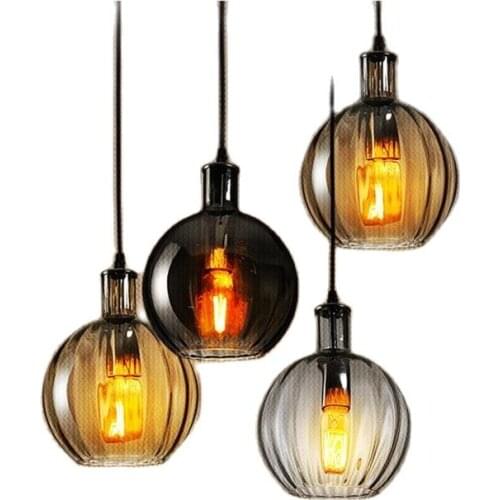 Vintage Retro Loft Handmade Crystal Glass Led E27 Pendant Light for Dining Room Restaurant Bar Drop Lamp Dia 18cm 3 Colors 1505
