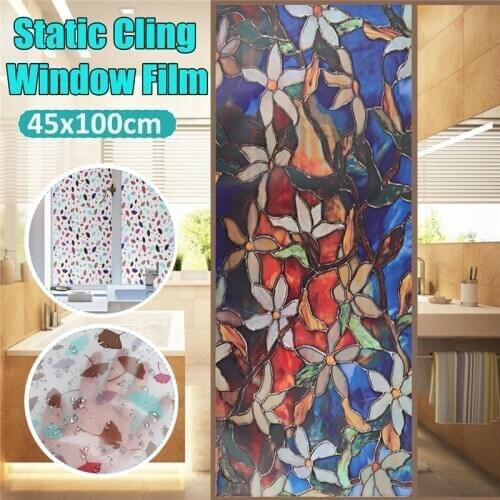 Waterproof 3D Flower Leaves Privacy Window Film UV Protection Non-stick Static Cling Glass Sticker
