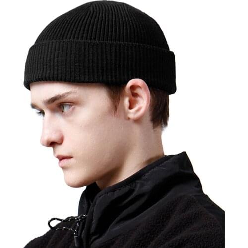 Clape New Unisex Beanie Hat Ribbed Knitted Cuffed Winter Hat Warm Short Beanie Casual Solid Color Skullcap Baggy For Men Beanie