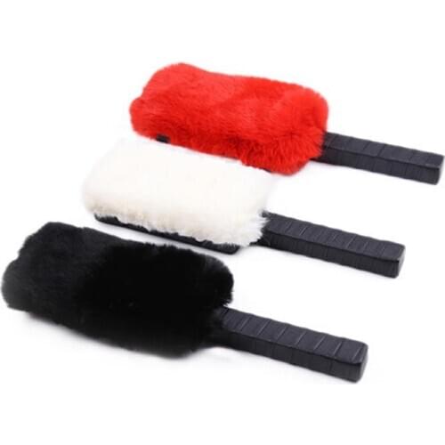 PU Leather Handle Plush Spanking Paddle Punish Slave Body Couple Sex Game Toy