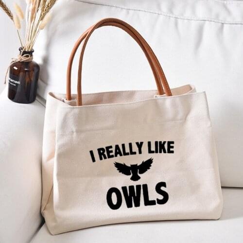 Owls Printed Women Lady Beach Bag Canvas Tote Bag Handbag Work Bag Shopping Bag Gift for Friends Dropshipping