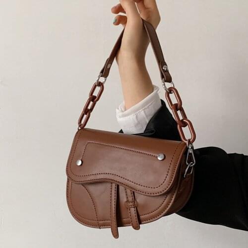 Ins Lady Shoulder Bag Underarm Bag 2021 New Trendy Korean Fashion Net Red Western Saddle Bags Shoulder Messenger Acrylic Handbag