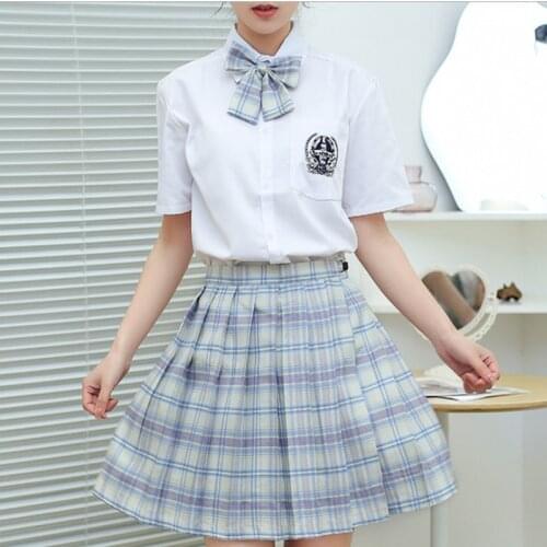 Women Skirts Summer Japanese Style Harajuku Girl Miniskirt pleated skirt Y2K Plaid Skirt JK Girl High Waisted Skirt Three Piece
