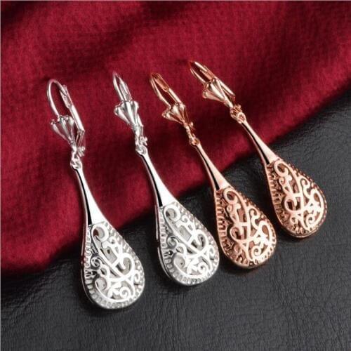 KOFSAC New Fashion 925 Sterling Silver Earrings Vintage Palace Pattern Lute Drop Earrings for Women Party Ear Jewelry Girl Gift