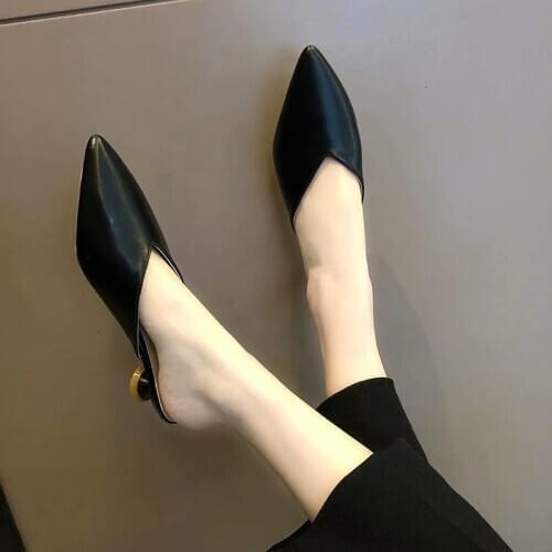 Women slippers outside spring one pedal Pure color PU comfortable skin-friendly non-slip Elegant dating shopping shoes U24-94