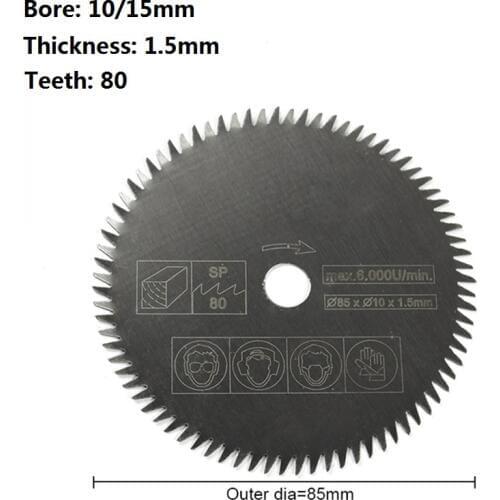 1pc 85mm Bore 10/15mm 80Teeth Electric HSS Mini Circular Saw Blade Power Tools Accessories Wood/Metal Cutting Disc