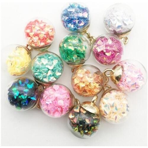 10pcs / bag popular triangle resin sheet 16x21mm fashion crystal glass ball pendant DIY necklace hair rope earrings accessories