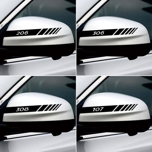 2PCS Car Styling Rearview Mirror Side Stripe Decor Stickers For Peugeot 206 207 208 306 307 308 508 106 107 108 2008 3008 5008