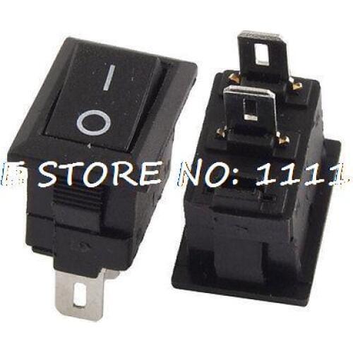 20 pcs x AC 250V 3A SPST ON-OFF 2 Position Mini Boat Rocker Switch Black Button 15 x 10mm KCD11