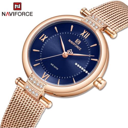 2021 New NAVIFORCE Women’s Watches Business Sport Waterproof With Diamonds Quartz Standard Stainless Steel Ladies Clock Watches