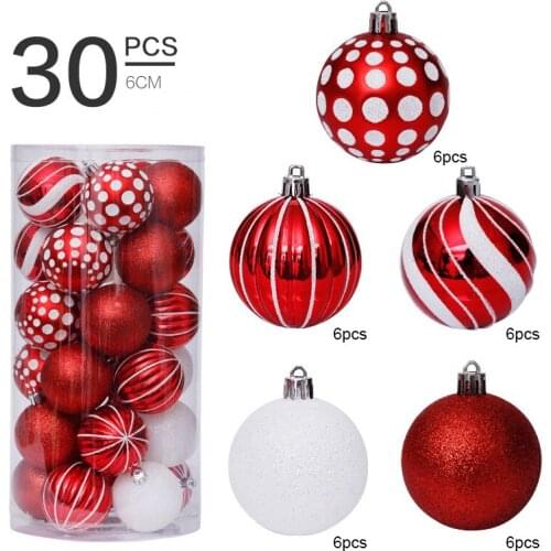 30Pcs 6cm Christmas Tree Ball Colorful Christmas Tree Decoration Ornaments Party Home Garden Christmas Decoration New Year Gift