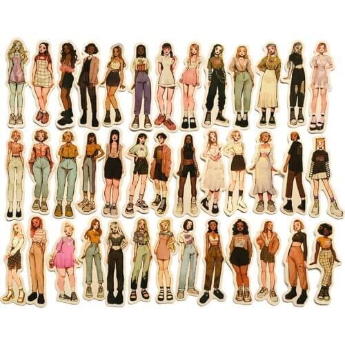 40PCS cute popular fashionable Street girls stickers decor wall notebook luggage laptop bicycle scrapbooking album decal sticker