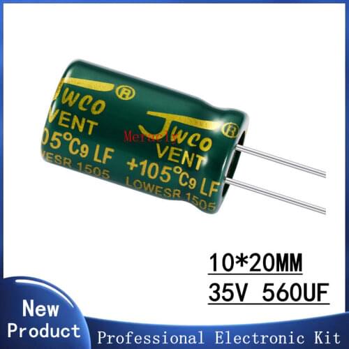 5PCS 35V 560UF 20% High frequency and low impedance in-line aluminum electrolytic capacitors long life Brand new authentic