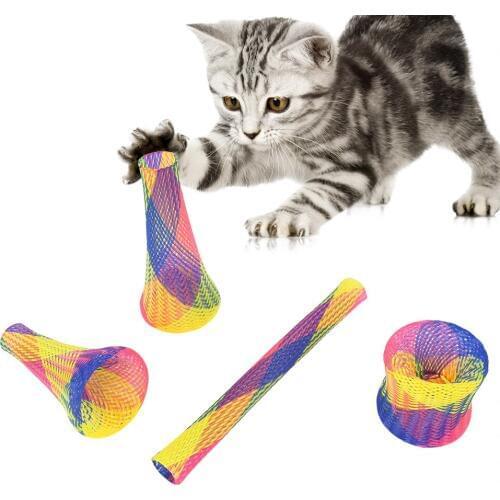 5pcs Cat Bouncing Toy Cat Interactive Toy Freely Folding Spring Shape Good Elasticity Pet Funny Playing Toys Supplies