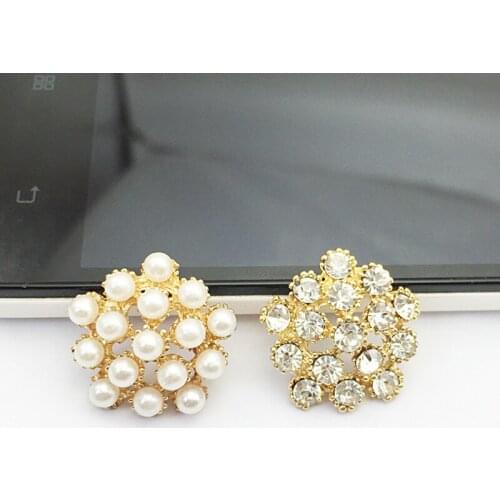 50pcs Jewelry Pearl Crystal Rhinestone Botton Applique Buckle For Wedding Bride Hairpin Invitation Scrapbooking Hair Accessories