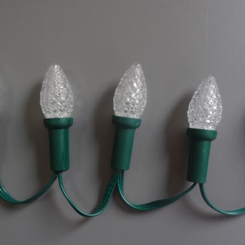 50nodes addressable RGB C9 DC12V WS2811 LED Christmas pixel string light;6inches(15cm) wire spacing;all GREEN wire;IP68