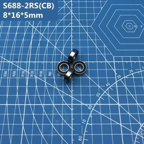 Free Shipping 2pcs ABEC-7 S688-2RS (8*16*5mm) Hybrid ceramic stainless steel SI3N4 ball bearing S688 2RS for bike part & fishing