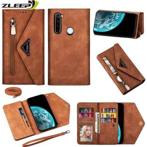 Zipper Diagonal Flip Wallet Leather Case For Xiaomi Mi 11 10 T Lite CC9 Redmi 7A 8A Note 7 8 9 9S K30 Pro Max Cards Phone Cover