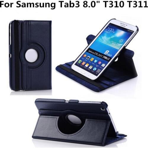 For Samsung Galaxy Tab 3 8.0 T310 T311 T3100 T3110 SM-T310 SM-T311 Tab3 8" Tablet Case 360 Rotating Stand Flip Leather Cover