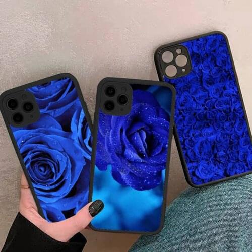 Blue rose Phone Case For iphone 12 11 8 7 plus mini x xs xr pro max matte transparent cover