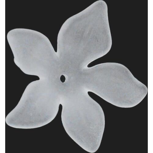 DoreenBeads Acrylic Bead Caps Findings Flower White Frosted(Fit 24mm Beads)26x29mm,100PCs
