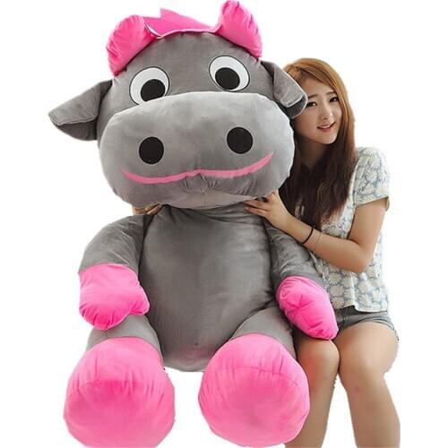 Fancytrader 55'' Kawii Giant Plush Cow Animal Big Stuffed Cattle Toy Doll Hugging Pillow Kids Lover Friends Gift 140cm 2 Sizes