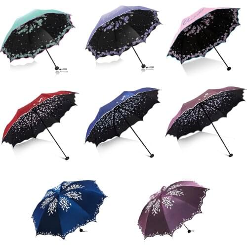 Quality Folding Umbrella For Women Brand Travel Anti-UV Windproof Rain Flower Modish Female Sun Girl Parasol Pocket Umbrellas