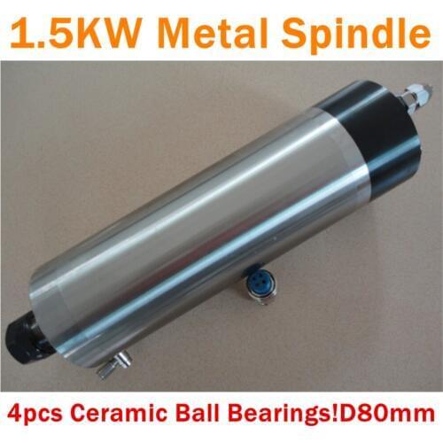 4pcs ceramic ball bearings! 1500w 1.5KW 2HP water cooled cooling metal spindle motor for mold engraver cnc machine ER20 collet