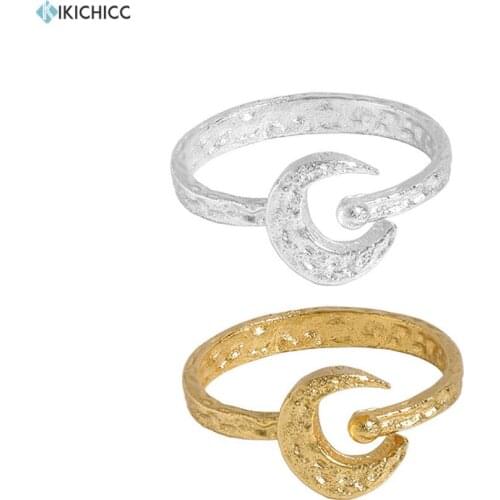 KIKICHICC 925 Sterling Silver Gold Truck Moon Resizable Rings Women Rock Punk Female 2021 Wedding Jewelry Gift Party Jewels
