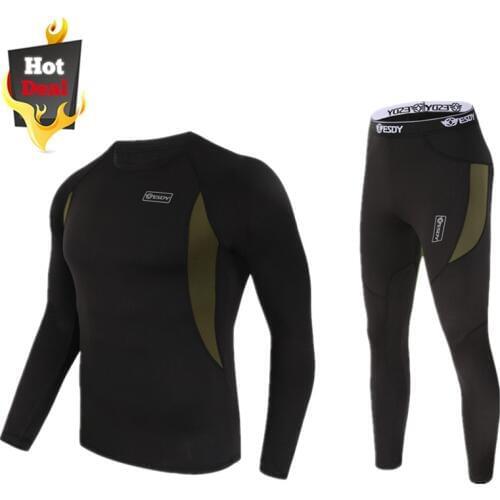 Cycling Jersey Set Base Layer Men Sports Compression Thermal Underwear Ropa Ciclismo Bicycle Winter Fleece Long Sleeve Clothing