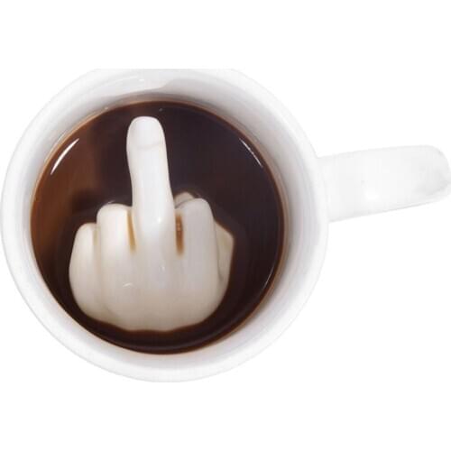 Creative White Coffee Mug Ceramic Middle Finger Funny Cup for office Coffee Milk Tea Cups porcelain personality Novelty Gifts
