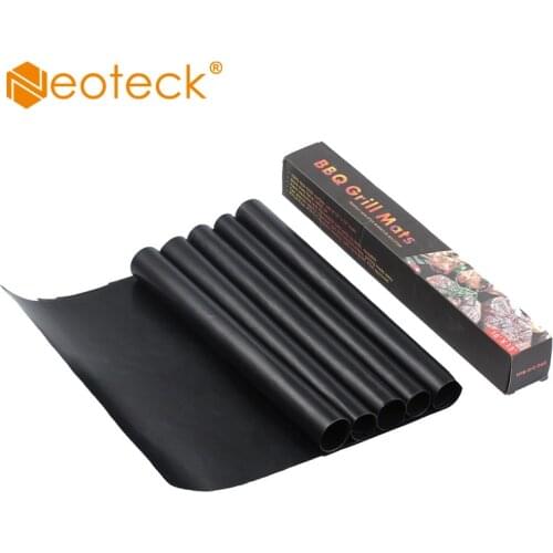 Neoteck 5Pcs Reusable BBQ Grill Mat Paper Set Heat Resistant Copper Non Stick Pad For Cooking Meat grilling sheet oven liner