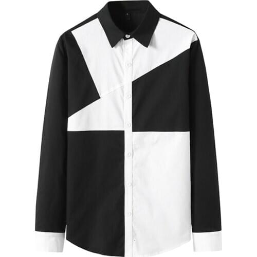 Patchwork Shirt Men Autumn New Long Sleeve Button Down Dress Shirt Mens Formal Business Work Casual Shirts Camisas Hombre