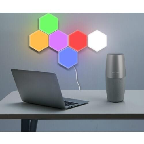 Wall Lamp With Touch Sensitive For Bedroom Living Room Stair Loft Colorful LED Honeycomb Quantum Hexagon DIY Decor Night Light