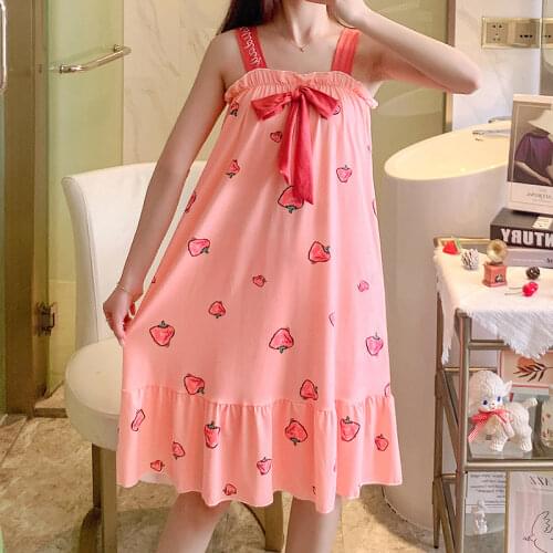 Summer Sexy Bow Nightgowns Womens Sleepwear Home Cloth Nightshirt Women Sleepwear Loose Ladies Nightdresses Girls Clothing